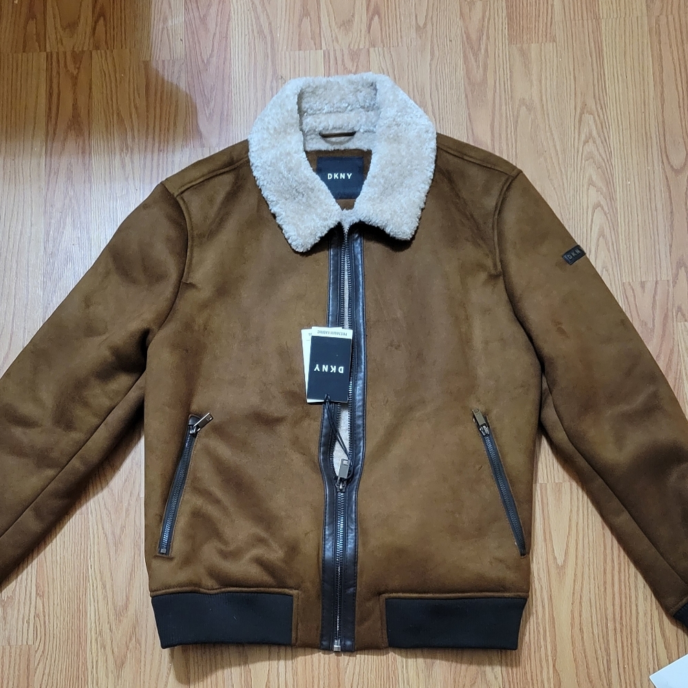 DKNY MENS SUEDE BOMBER JACKET